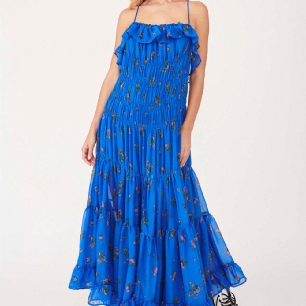 Free People Cloud Nine Blue Floral Maxi Dress